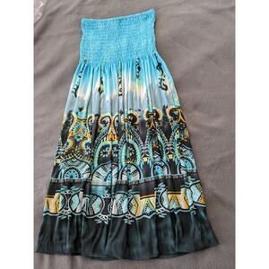 Elizabeth's Secret Juniors Multicolor Teal White Black Halter Dress Small